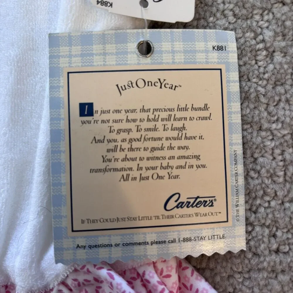 NWT Vintage Carter’s Baby Girls 0-3mo 1 Piece Bunny Outfit Ruffle Easter Spring